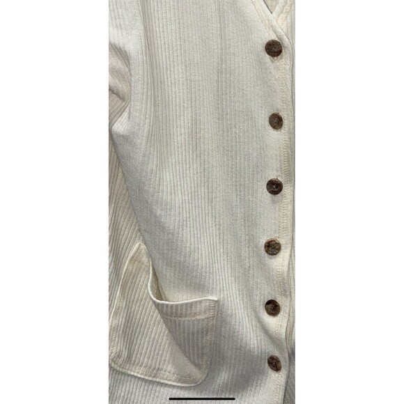 Vintage Huntington Ridge Cream Rib Knit Cardigan Jacket Medium Button Front - Picture 4 of 8